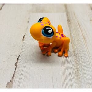 Vintage Littlest Pet Shop LPS Orange Tree Frog Purple Spots EUC
